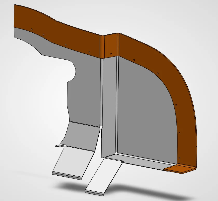 Representative de-featured model illustrating sheet-metal baffle geometry and manufacturing complexity.