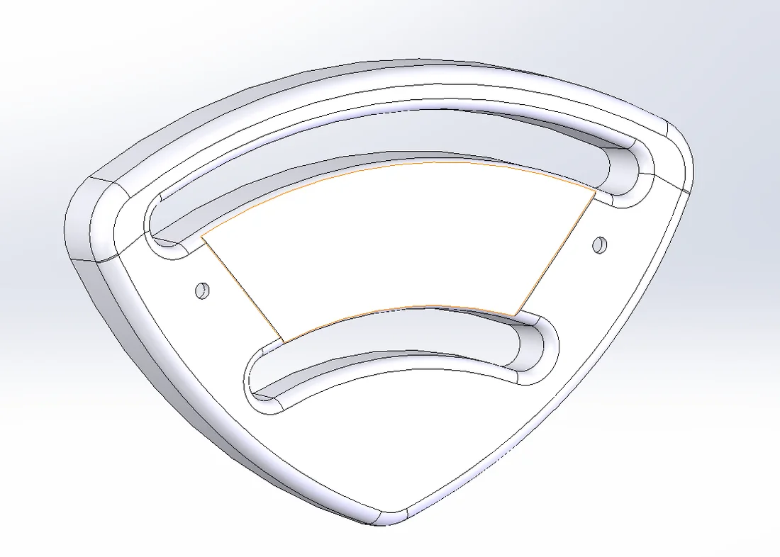 Throttle quadrant cover housing, showing the control-lever slot geometry.